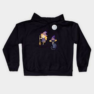 Halloween Witch Cat Kids Hoodie